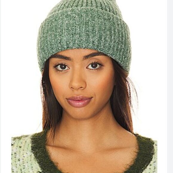 Free People Harbor Marled Ribbed Beanie in Pine Green OSFM - Picture 6 of 6